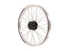 Speichenrad 1,6x19 Zoll für Scheibenbremse - Alufelge poliert mit Edelstahlspeichen - Nabe schwarz - Simson