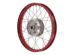 Speichenrad 1,50 x 16 Zoll - Alufelge rot eloxiert mit Edelstahlspeichen - Simson