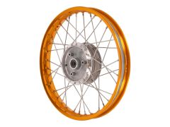 Speichenrad 1,50 x 16 Zoll - Alufelge orange eloxiert mit Edelstahlspeichen - Simson