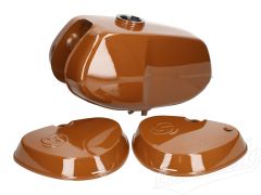 Set Tank SR4-3, SR4-4 Style + Seitendeckel eckig für Simson S51, S50, S70 Geländesport Style - braun