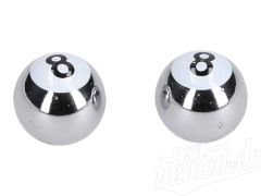 Paar Ventilkappen - Billardkugel 8 - silber/weiß
