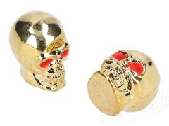 Paar Ventilkappen - Totenkopf - gold