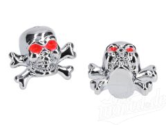 Paar Ventilkappen - Totenkopf mit Knochen - silber