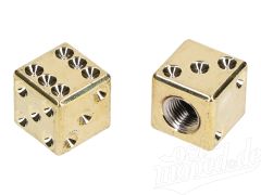 Paar Ventilkappen - Würfel - gold