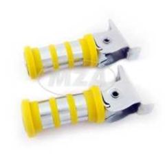 Paar Soziusfußrasten - 3 Ringe - verzinkt - gelb - für Simson S51, S50, S53, S70, S83 , KR51/1, KR51/2, SR4-2, SR4-3, SR4-4