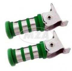 Paar Soziusfußrasten - 3 Ringe - verzinkt - grün - für Simson S51, S50, S53, S70, S83 , KR51/1, KR51/2, SR4-2, SR4-3, SR4-4