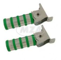 Paar Soziusfußrasten - 4 Ringe - verzinkt - grün - für Simson S51, S50, S53, S70, S83 , KR51/1, KR51/2, SR4-2, SR4-3, SR4-4