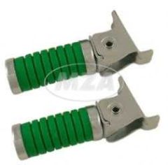 Paar Soziusfußrasten - mit Kappe - verzinkt - grün - für Simson S51, S50, S53, S70, S83 , KR51/1, KR51/2, SR4-2, SR4-3, SR4-4