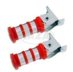 Paar Soziusfußrasten - 3 Ringe - verzinkt - rot - für Simson S51, S50, S53, S70, S83 , KR51/1, KR51/2, SR4-2, SR4-3, SR4-4