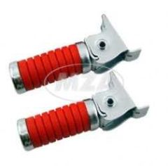 Paar Soziusfußrasten - mit Kappe - verzinkt - rot - für Simson S51, S50, S53, S70, S83 , KR51/1, KR51/2, SR4-2, SR4-3, SR4-4