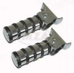 Paar Soziusfußrasten - 3 Ringe - verchromt - schwarz - für Simson S51, S50, S53, S70, S83 , KR51/1, KR51/2, SR4-2, SR4-3, SR4-4